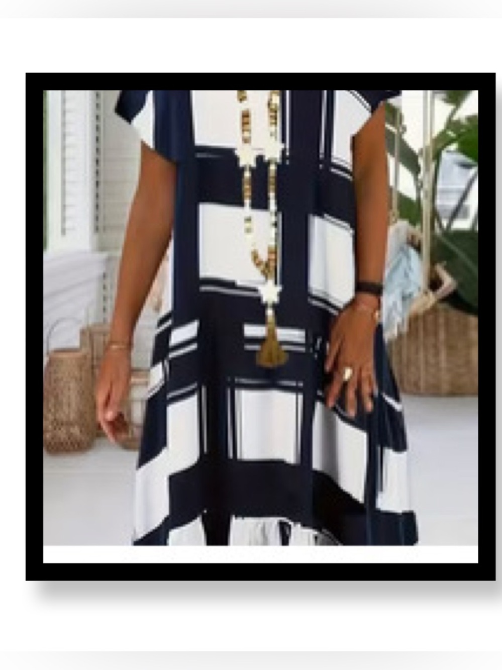 🆕 Plus Size Women’s Navy and White Plaid Women's Dress